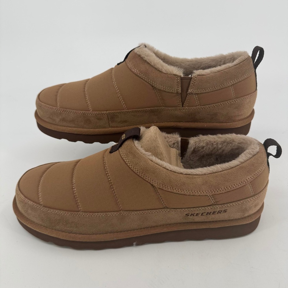 Skechers Luxe Foam Mens House Shoes Tan Wide Fit Slippers 182002WS Size 12 NEW - Picture 3 of 9